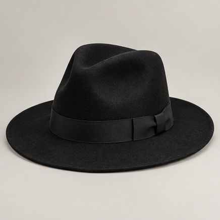 Black Fedora hat with black ribbon