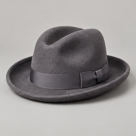 Dark gray Homburg hat with dark gray ribbon